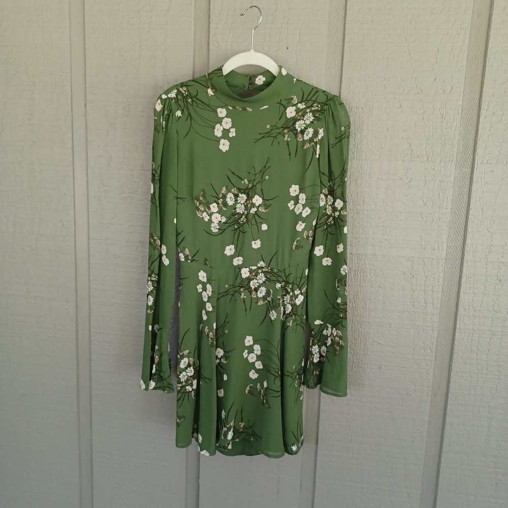 Reformation Mya Mini Dress Size 6 Women Viscose Long Sleeve Open Back Boho